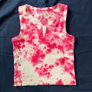 Tie Dye Notch Front Crop Top